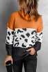 Turtleneck Splicing Chunky Knit Pullover Sweater
